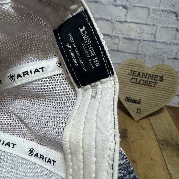 Ariat Mens Adjustable Mesh SnapBack  Logo Cap Hat (Heather Navy/White, One Size) - Picture 8 of 10